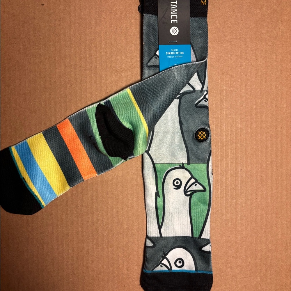 Stance Todd Francis Bird Graphic Crew Socks - Green, Blue, Yellow SZ L-XL